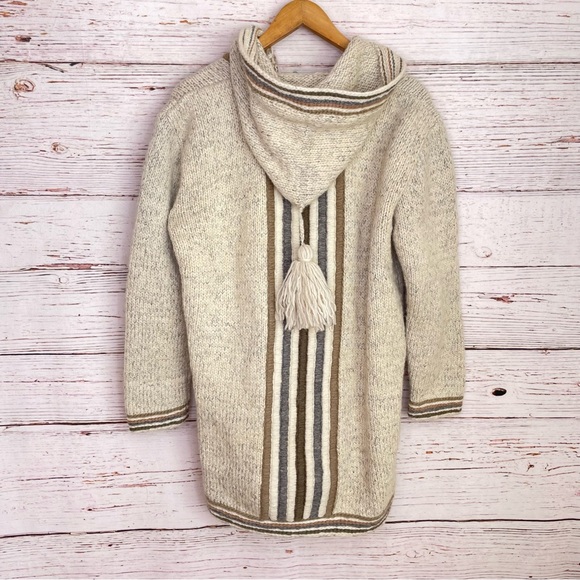 Vintage hand knit hooded wool 70s sweater jacket - Picture 8 of 9